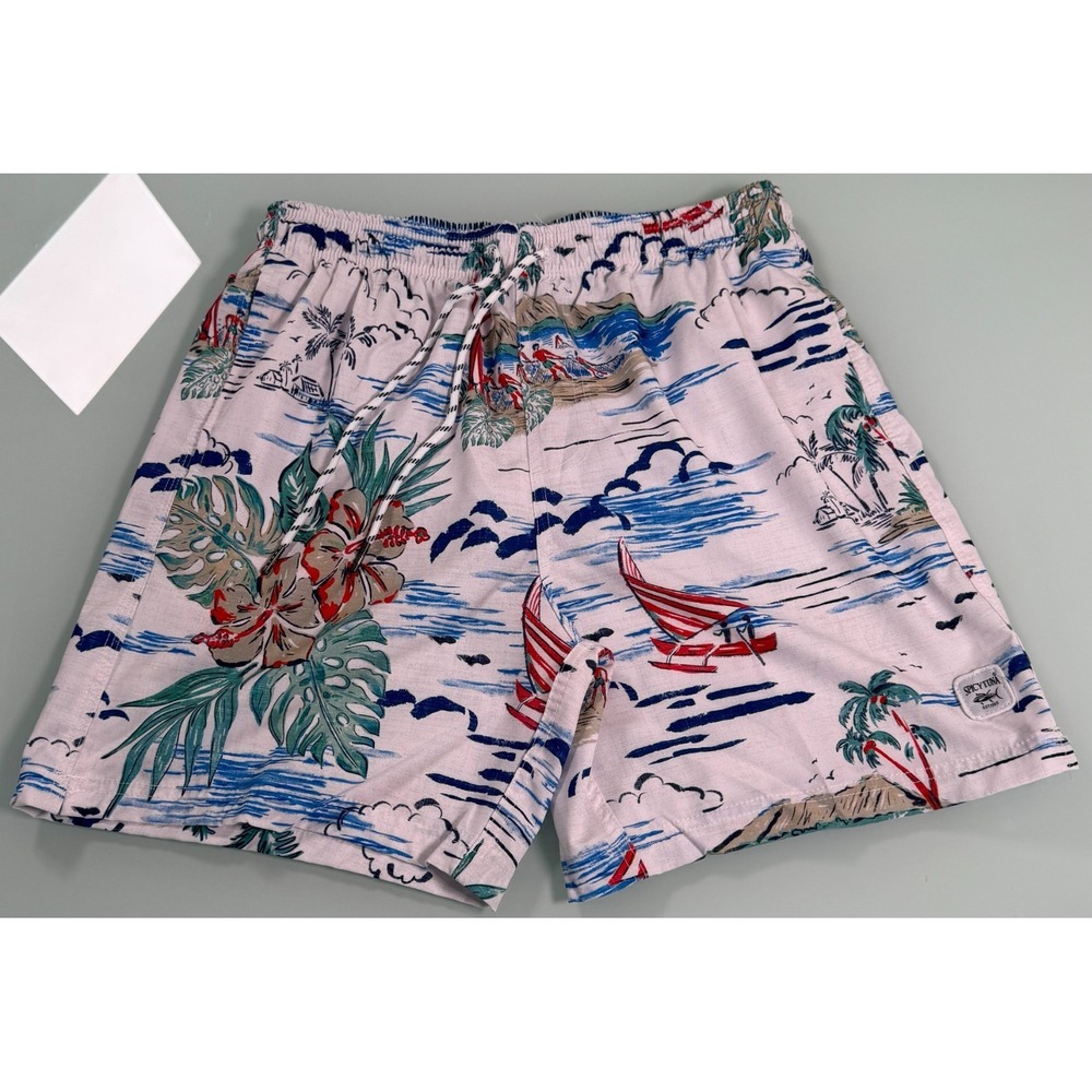 Spicy Tuna Swim Trunks Mens Medium Beach‎ Scene Lined
